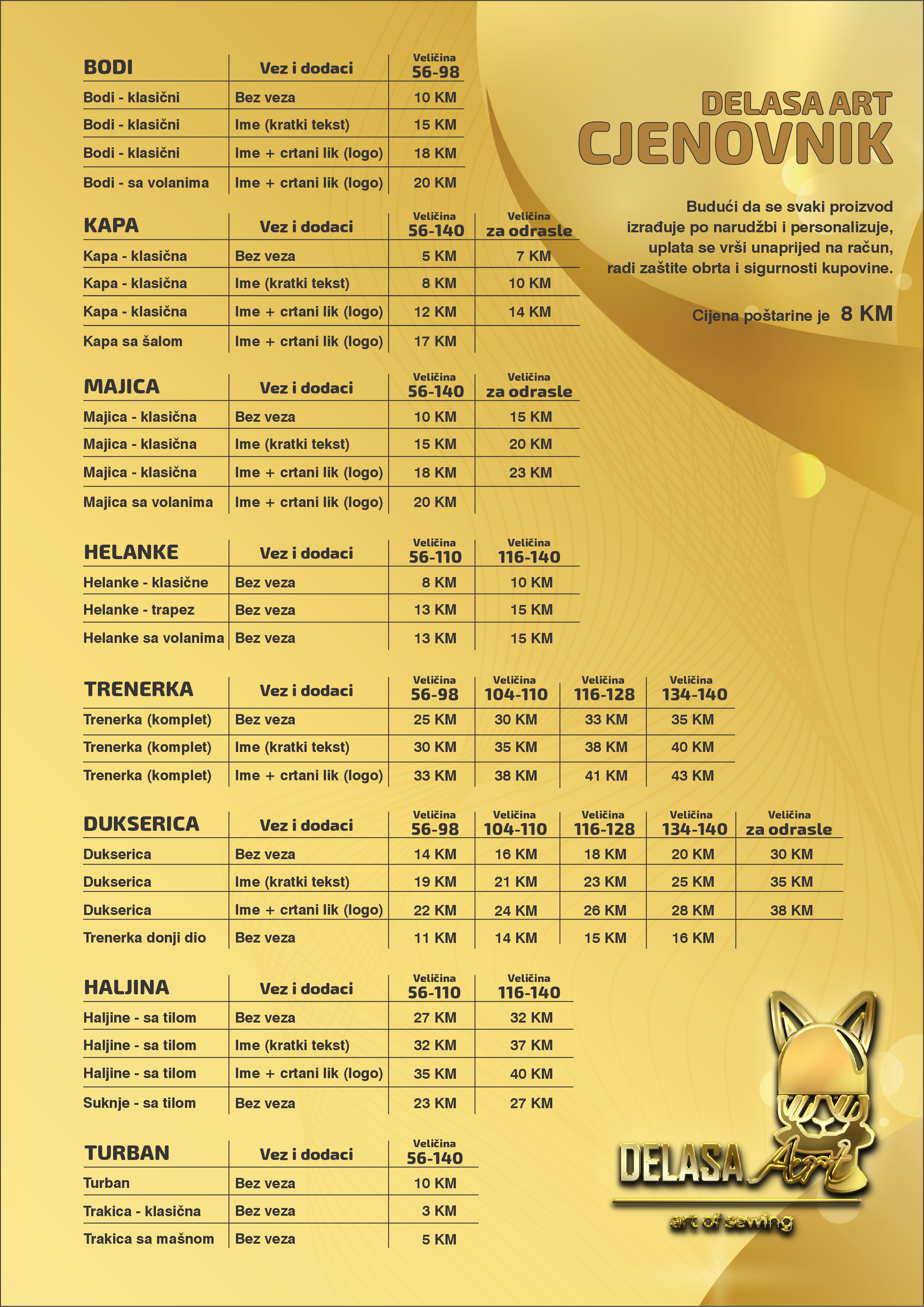 Delasa Art Cjenovnik